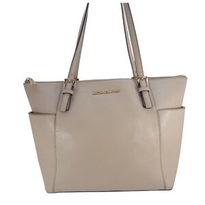 Michael Kors Voyager Dusty Pink Saffiano Leather Top Zip Tote Bag Gold Tone Hrdw